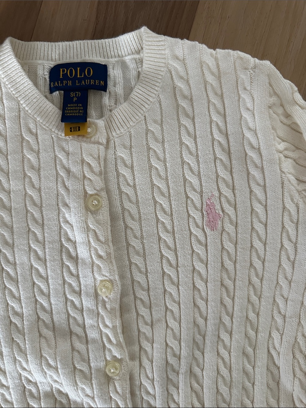Ralph Lauren Girls’ Mini Cable-Knit Cotton Cardigan - Picture 8 of 9